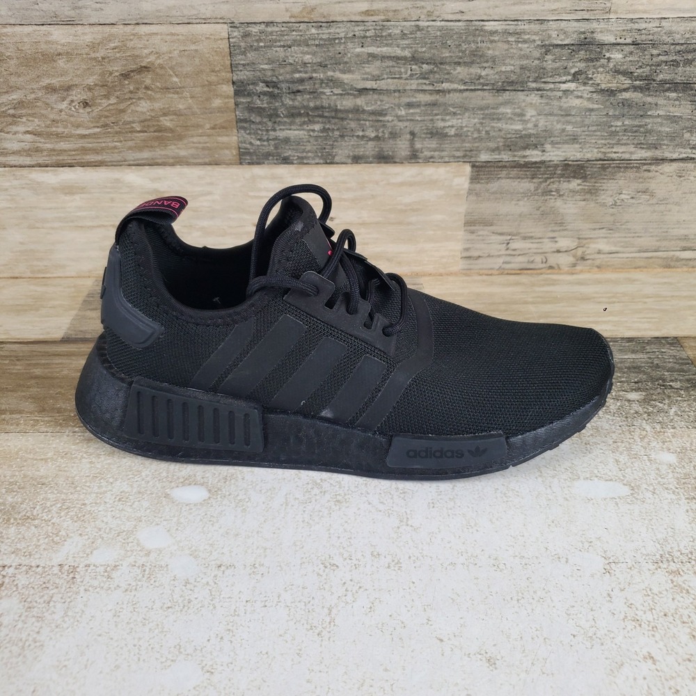 Adidas NMD R1 Womens Running Shoes Sz 7.5 Black Knit Lace Up Lifestyle Sneakers